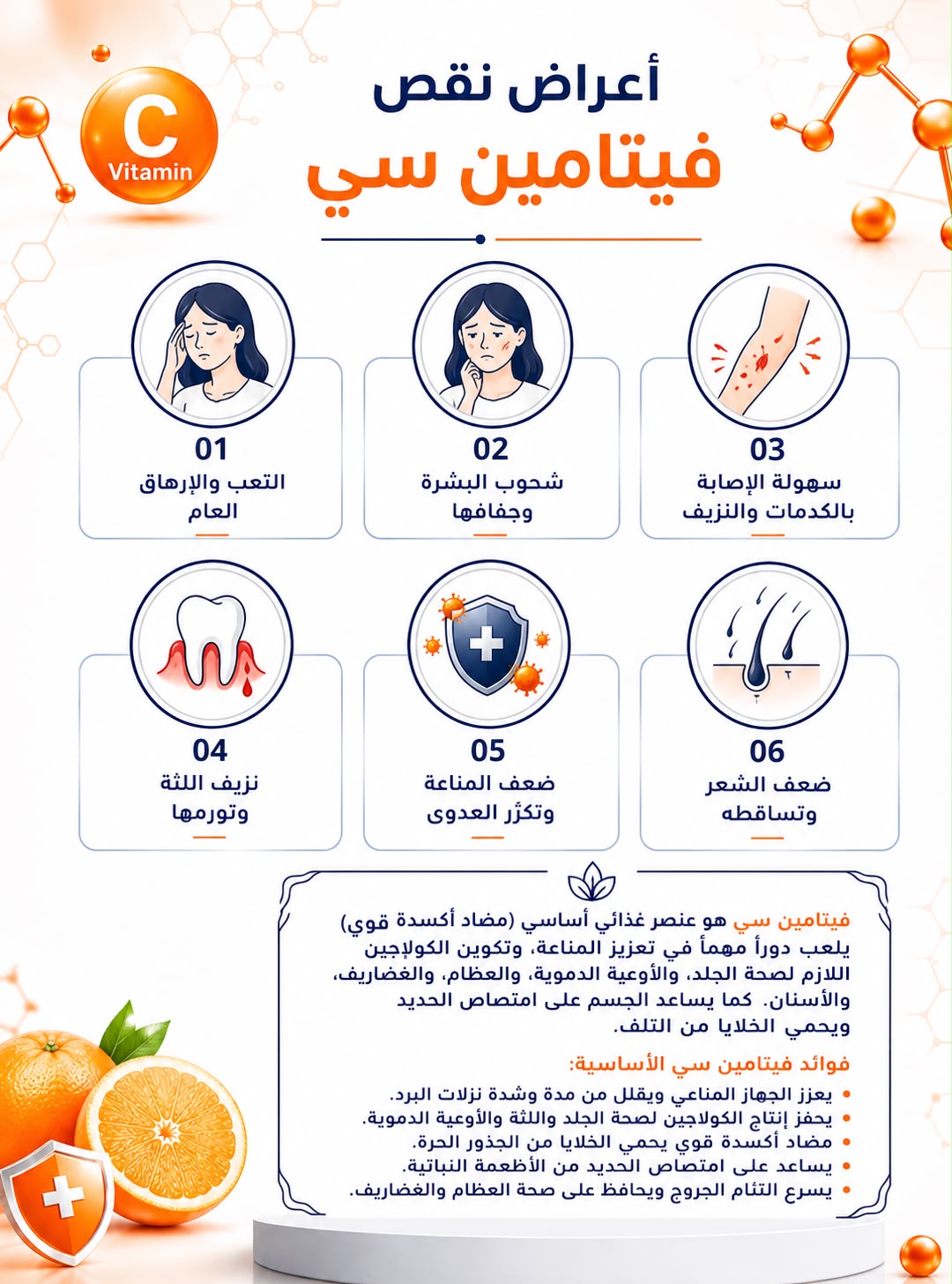 أعراض نقص فيتامين  C